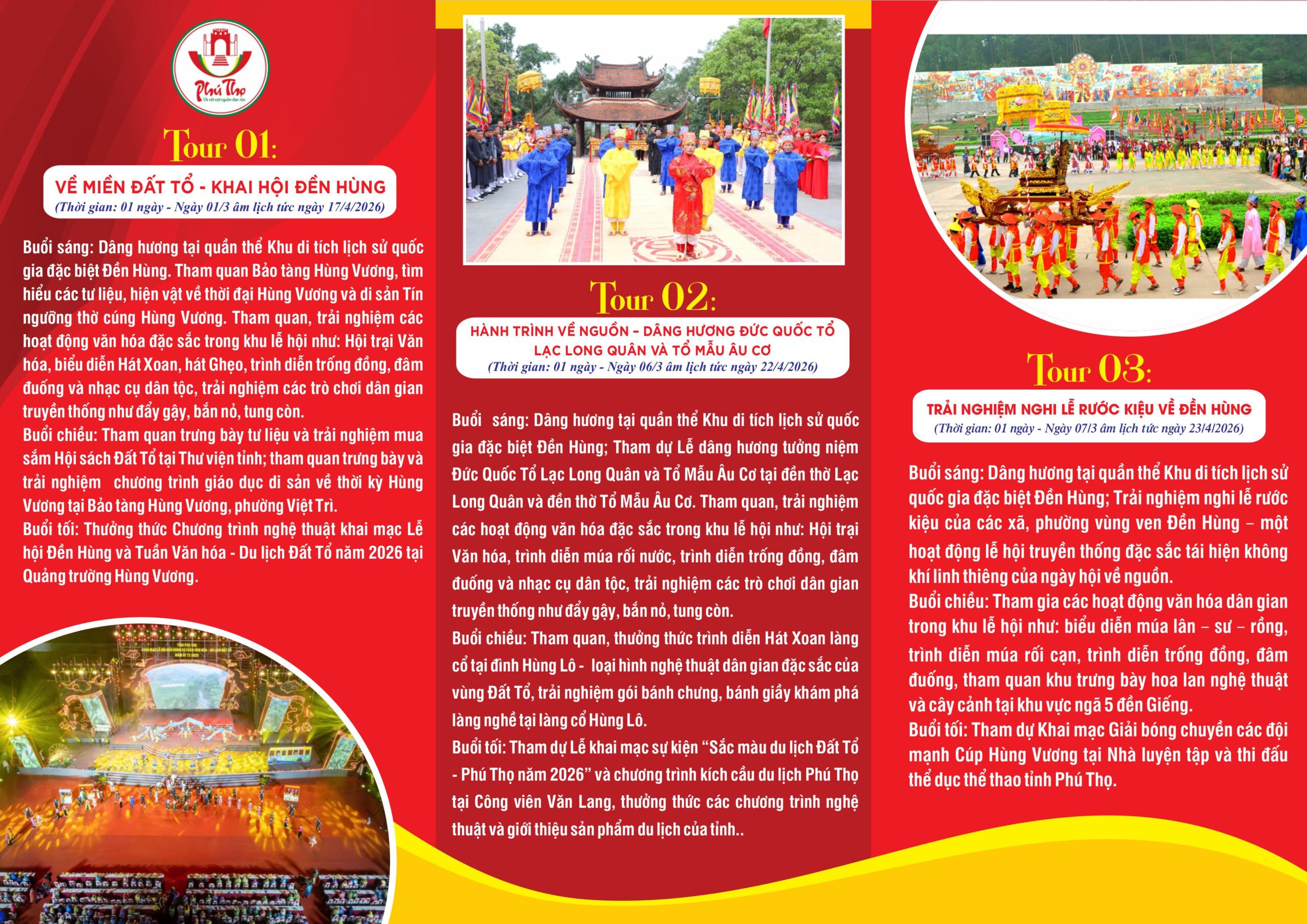 Các tour du lịch thời điểm tổ chức Giỗ Tổ Hùng Vương năm 2026